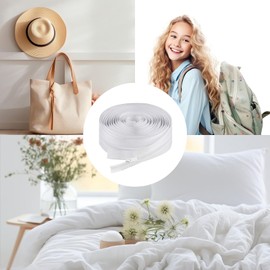 Yuannee Continuous Zip with Zipper, 5 m Zips with 15 Zips, Separable Nylon, White, Zip for Bag, Clothing, Bed Linen