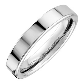 MJ Metals Jewelry Tungsten COMFORT FIT Ring Flat Pipe Cut For Men/Women Mirror Polished 4mm Wedding Band Size 4