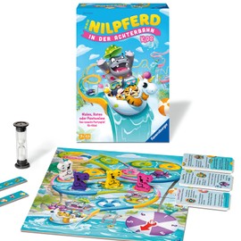 Ravensburger 22361 - Das Nilpferd in der Achterbahn Kids - Gesellschaftsspiel für Kinder und Familien ab 7 Jahren, für 3-6 Spieler - Partyspiel