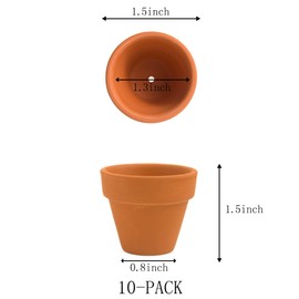 Fcacti 1.5 Inch Terracotta Pots Pack of 10 - Mini Clay Pot with Drainage Hole for Tiny Cactus Herb lithop, Succulent Nursery Pots for Home Garden Table DIY Hand Craft Gift Decoration