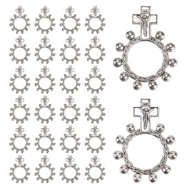 Finger Rosary Ring,Pocket Rosary Bulk Rosaries Pack of 24,Catholic Rings for Men Women,Cross Prayer Ring,Small Rosary for Baptism Favors for Guests,Christian Baby Shower Quinceanera,Funeral Party