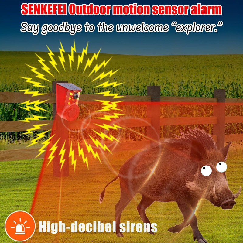 Solar Motion Sensor Alarm Device - Waterproof, Multi-Mode, Wide-Angle Sensing,