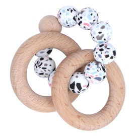 Baby Teething Ring Soft Elastic Silicone Teething Rings Wooden Teethers Teething Toys for Infants Babies Toddlers