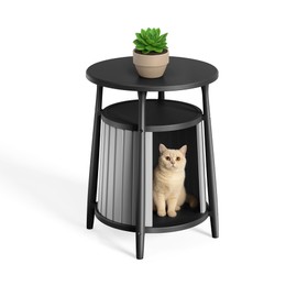 VIXZEN Litter Box Enclosure Premium Resin Cat Litter Box Furniture Hidden Litter Box with Spacious Storage, Easy to Clean PP Material for Indoor/Outdoor Use (Black)