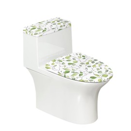 KUIFORTI Toilet Lid and Tank Cover Set 2 Pcs Toilet Seat Cover Washable Set for Bathroom Decor,Machine Washable,Green Leaves