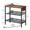 HOOBRO End Table, 3-Tier Narrow Side Table with Charging Station,