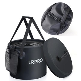 URPRO Collapsible Bucket, 20L Folding Water Bucket Lightweight Portable for Fishing, Camping, Outdoors, Picnic, Hiking, Beach, Car Wash, Garden Black