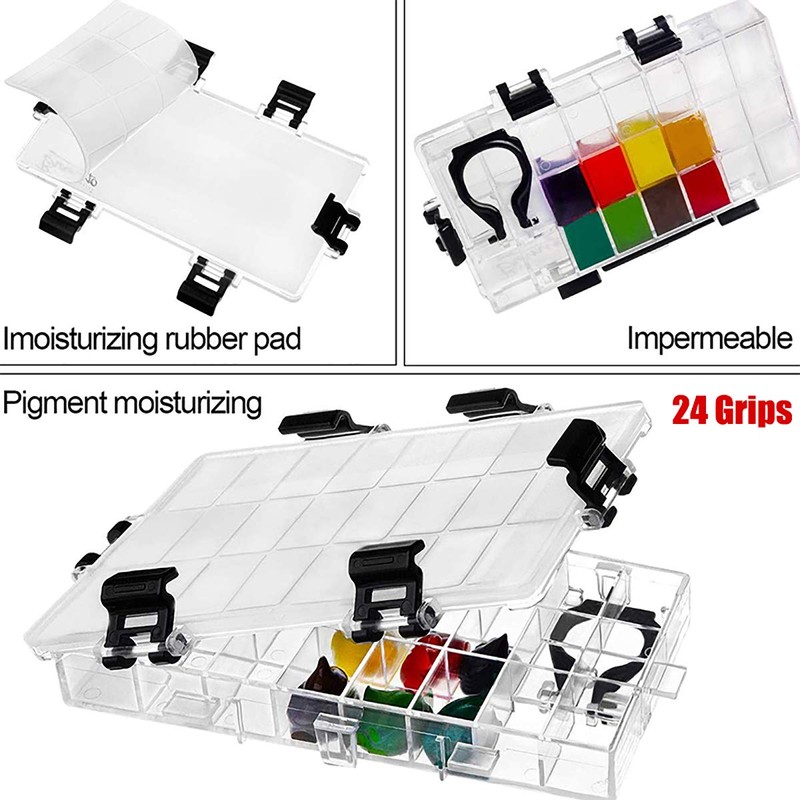 SagaSave Watercolour Box Paint Palette Box Airtight 24 Wells Box
