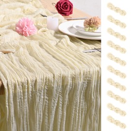 10 Pack Ivory Cheesecloth Table Runner 20 x 120 Inch Rustic Gauze Boho Cheese Cloth Table Runners 10Ft for Wedding Party Bridal Shower Decoration