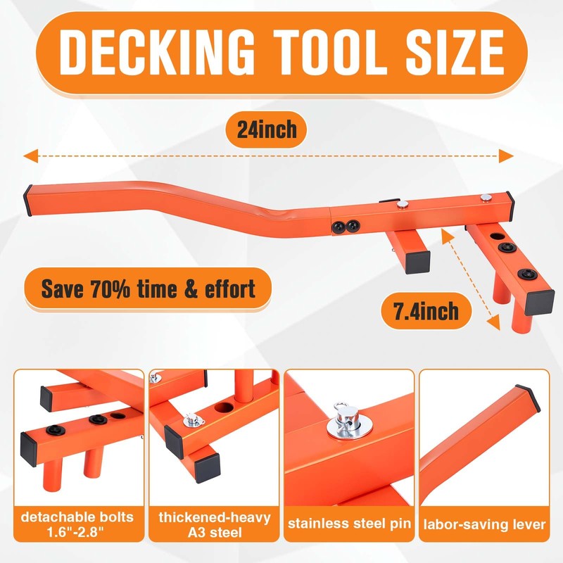 Deck Board Straightening Tool 24In, Adjustable Deck Board Bender, Heavy-Duty