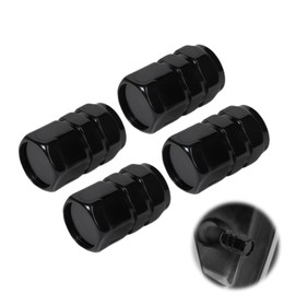 Arvoni 4 Pcs Tyre Valve Caps, Dust Caps for Car Tyres Black, Car Tyre Caps Universal Aluminium Metal Corrosion Resistant and Easy to Install, for Cars, Bike and Bicycle, Trucks, Motorcycles