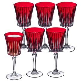 Barski European Colored Wine Glasses - Set of 6 Wine Goblets for Red Wine or White Wine - Elegant Colored Glassware Water Goblets - Gift Ready Colored Stemware, Colorful Wine Glasses, 10 oz, Ruby