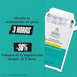 Kiehl’s - Truly Targeted Overnight Blemish Patch, Parches Hidrocoloides Formulados con Ácido Salicílico, Absorben Grasa y Reducen Imperfecciones en 2H