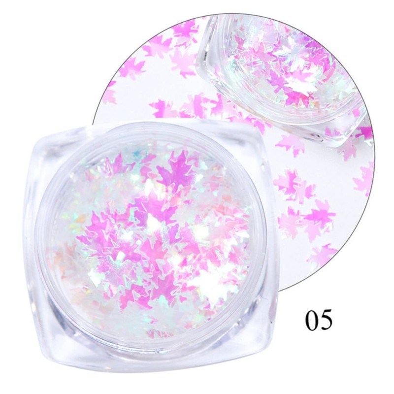 Healeved 3sets Nail Art Strips Sequins Gradient Maple Leaf Manicure