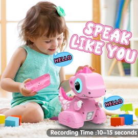 Driftnest Remote Control Car, 2.4GHZ Remote Control Pink Dinosaur Toys for Kids 3-5, Recording and Repeating LED Lights Eyes Music RC Dinosaur Cars Toys for Girls Boys Birthday Gift