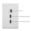 Bewinner HDMI USB 3.0 Wall Plate 2 Port HDMI Female