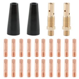 MIG Welder Nozzle Kit, 24 Pieces, 0.035" Contact Tips, Flux Core Gasless Nozzles, Compatible with Century FC90, Chicago Electric, Titanium EasyFlux 125