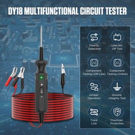 VKALTUL DY18 Car Voltage Tester, 6-24 VDC Voltage Tester Digital Car with 8 Functions, Overload Protection, LED Display for Repair and Testing Electrical Cables in the Automotive Sector