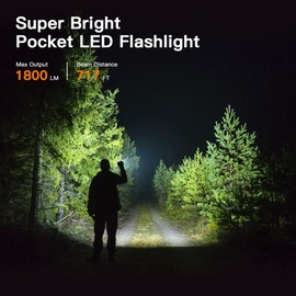 Wurkkos Flashlight WK03-1800 High Lumen Flashlight,SST-40 LED 90CRI 217M 6000K IP68 Waterproof LED Flashlight,EDC Pocket Flashlights 5 Modes for Camping,Home,Emergencies