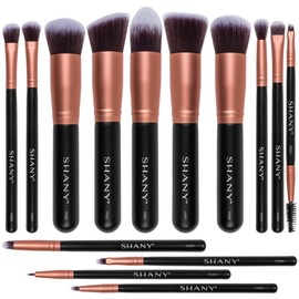 SHANY Rose All Day - Juego de brochas de 14 piezas, colección Elite Cosmetics Brush - Juego completo de brochas de maquillaje Kabuki en oro rosa - 14 