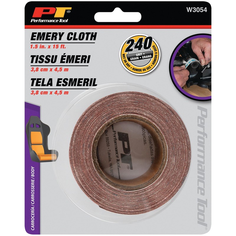 Performance Tool W3054 240-Grit Emery Cloth Roll, 15' Length x