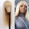 Maycaur Blonde Synthetic Hair Wigs with Full Bangs #613 Color