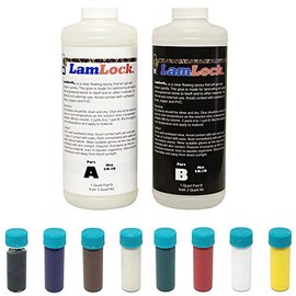 LamLock Flowing Epoxy 1.5 Quart Express - Clear Flowing Epoxy for Laminating Granite, Marble, Engineered Stone - 8PC LamLock Universal Color Kit - Epoxy Color Pigment Set - Bundle - 2 Items