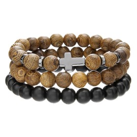 Iceleomen Gothic Bracelet Adjustable Punk Braided Multilayer Grunge Set Beaded Bracelets Emo Metal Cuff Wrap Bracelets Stackable Meaningful Gift (A27)