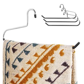 Blanket Hangers (3 Pack) - Stainless Steel Quilt Hangers with Vinyl Non-Slip Coating - Holds Up to 40 Lbs - Heavy Duty for Closet Storage, Comforters, Bedding, Towels, Rugs - Stock Your Home