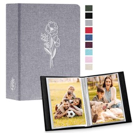Lanpn Small Photo Album 6x4 2 Packs, Each Pack holds 100 Pictures, Slip in Pockets Mini Linen Top Loading Photo Albums for Portrait Only 10x15cm Picture Grey
