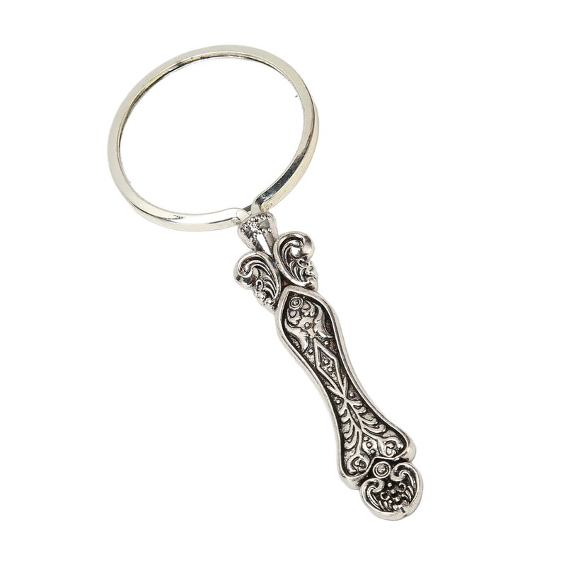 Handheld Magnifying Glass, Vintage Pattern Alloy Silver 3X Optical Lens