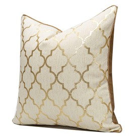 Gold Cushion Cover Decorative Square Unique Gold Pillow Cases Home Decor for Sofa Outdoor Bedroom living room Terrace Chair With Invisible Zipper 50x 50cm 20 x 20 Inch (cream 50cmX50cm)