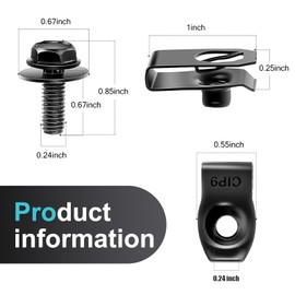 SLIMI 35 PCS Bumper Fender Splash Shield Bolts, Hood Body Rivet Bolts Clips, Push Front Bumper Retainer Fasteners, Universal for Most Cars, SUVs, Trucks (Black)