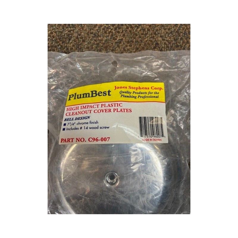 Jones Stephens Bell Cleanout Cover Plate Plastic Chrome #14 1-3/8