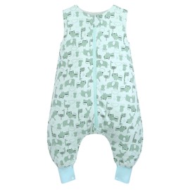 WYTbaby Sleeping Bag with Feet, 1.0 Tog, Made of 100% Cotton, Soft All-Year Baby Sleeping Bag, Sleeveless, Ideal for Sleep and Warmth, Perfect for Boys and Girls, 80 cm