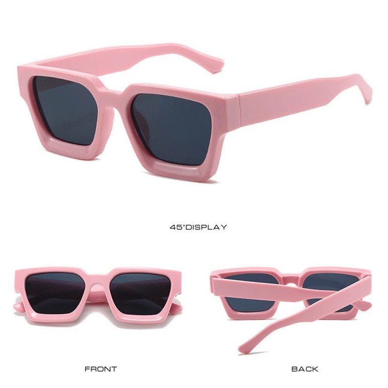 WDZAYXC Vintage Rectangular Sunglasses for Women Men Chunky Rectangle Sunglasses