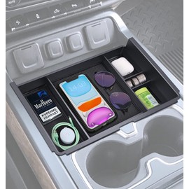 Organizador de consola central compatible con Chevy SilveradoGMC Sierra 2014, 2015, 2016, 2017, 2018, 150025003500HD, caja de almacenamiento de...    