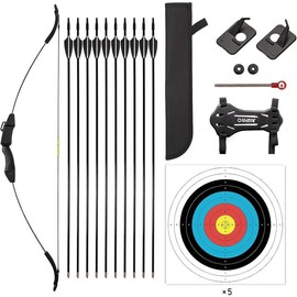 Bow and Arrow Set for Kids-Archery Beginner Gift with 10 Arrows & 5 Target Faces-Ideal for Kids, Youths, Teens-Suitable for Left & Right Handers - Color: black