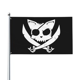 Pirate Cat Skull Flag 3x5 ft Garden Yard Banner Indoor Outdoor Decoration