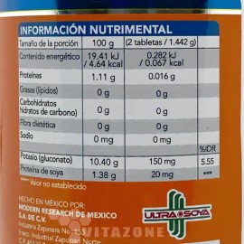 Suplemento Nutricional Gluconato De Potasio Ultra Soya 60 Tabletas Vegano                                                                             