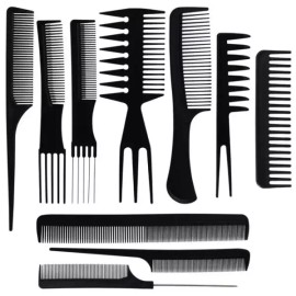 Hanip 한잎 스타일링 헤어 빗 10PCS 스타일리스트 전문 세트 버라이어티 팩 모든 타입과 스타일에 적합 black [colorful] One Leaf Styling Hair Comb 10PCS Stylist Professional Set Variety Pack Suitable for All Types and Styles black [colorful]