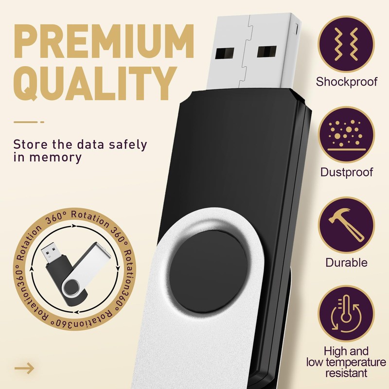 Pack of 10 USB Sticks 512 MB Memory Stick Foldable