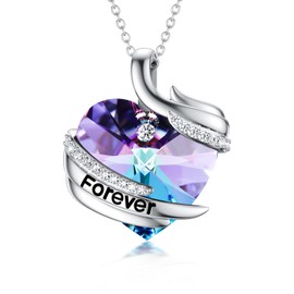 Flpruy Animal Heart Necklace 925 Sterling Silver Cute Animal Necklace Women with Crystals Jewellery Birthday Gifts for Her Girls Mother Ladies, Sterling Silver, Crystal