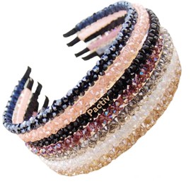 PACTIV Women Elegant Rhinestone Head Hoop Crystal Headband Hair Accessories Headwear PACK OF 6 1 count (Pack of 6) MULTICOLOR
