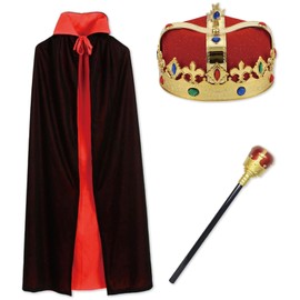 Alaiyaki King Cosplay, Crown + Cloak + Wand, 3-Piece Set, Prince Costume, Prince Costume, For Adults, Kids, Halloween, Parties, Events, Christmas, Performances, Recitals, Cultural Festivals, Gift