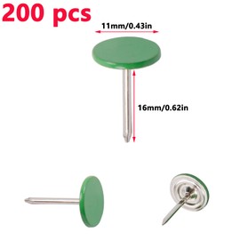 Antrader 200 Pieces Push Pins Round Head Thumbtack 0.43Inch Thumb Tacks for Office School Personal Use (Green)