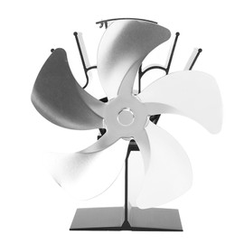 5 Blade Heat Powered Stove Fan Fireplace Fans Self Generating Thermal Fan for Wood Log Burner Fireplace Silver