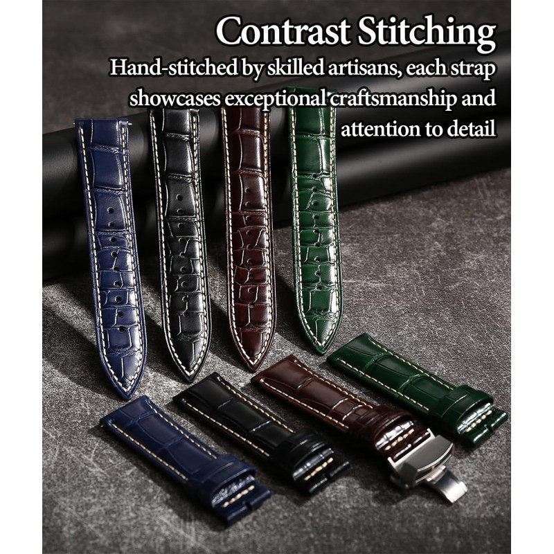 REZERO Leather Watch Bands for Men, Quick Release Watch Straps,