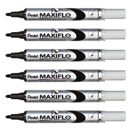 PENTEL MAXIFLO MWL5S Whiteboard Marker - Black (Pack of 6)
