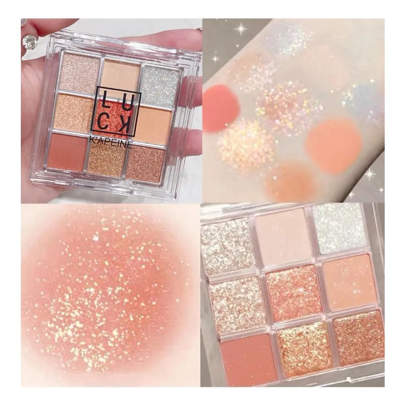 Paleta De Sombras 9 Colores Transparente Con Brillo Intenso
